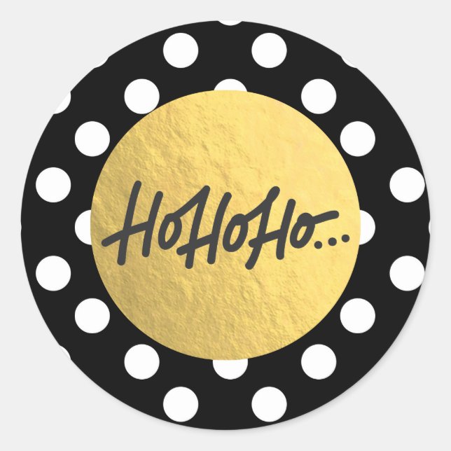 Sticker Rond HO HO HO Christmas Holiday Black White Pois (Devant)