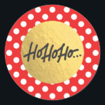 Sticker Rond HO HO HO Christmas Holiday Red White Pois<br><div class="desc">Stickers</div>