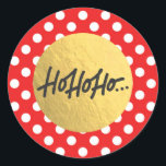 Sticker Rond HO HO HO Christmas Holiday Red White Pois<br><div class="desc">Stickers</div>