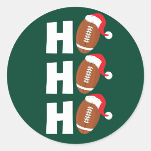 Sticker Rond Ho Ho Ho Football Drôle d'humour de Noël