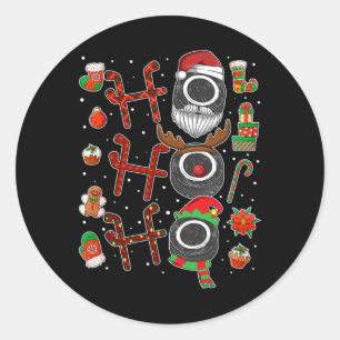 Sticker Rond Ho Ho Ho Ho Hockey sur glace Noël Joueur de hockey