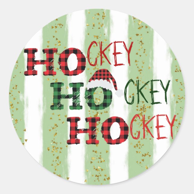 Sticker Rond Ho Ho Ho - Hockey Hockey Hockey Hockey (Devant)