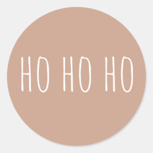 Sticker Rond Ho Ho Ho Noël. Terre Cuite Claire Fêtes Père Noël