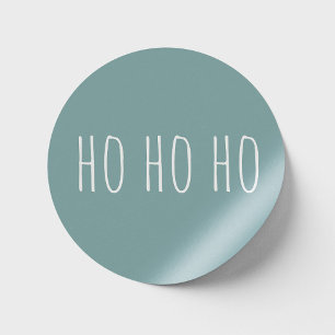Sticker Rond Ho Ho Ho. Pastel bleu pâle mignon Noël vacances