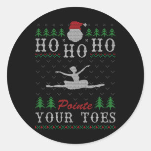 Sticker Rond Ho Ho Ho Pointe Tes orteils Vilain Ballet De Noël
