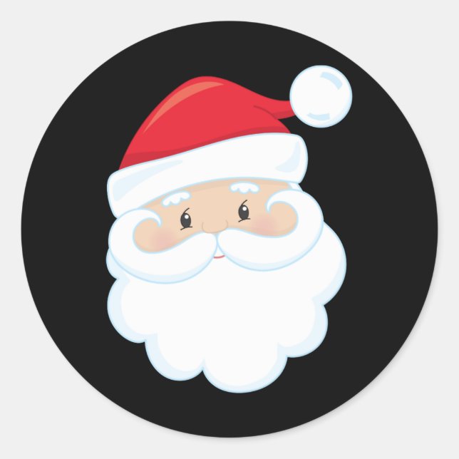 Sticker Rond Ho Ho Ho Santa Face Christmas Holidays Red White T (Devant)