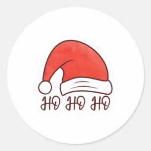 Sticker Rond Ho Ho Ho Santa Hat