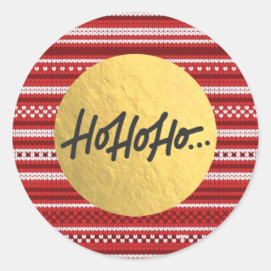 Sticker Rond HO HO HO Sweater en tricot de Noël avec feuille d'