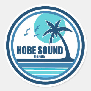 Sticker Rond Hobe Sound Florida Palm Tree Birds