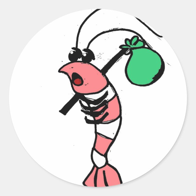 Sticker Rond Hobo de crevettes (Devant)