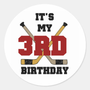 Sticker Rond Hockey 3ème anniversaire Tshirts et cadeaux