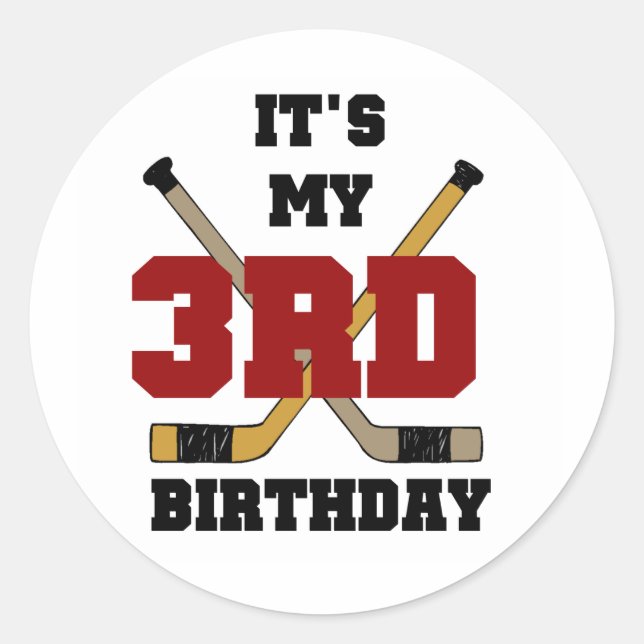Sticker Rond Hockey 3ème anniversaire Tshirts et cadeaux (Devant)