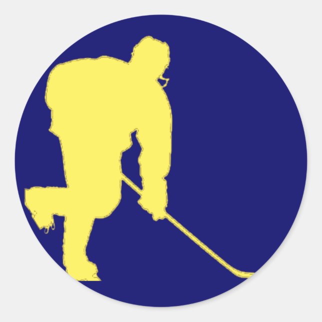 STICKER ROND HOCKEY BLEU ET OR (Devant)