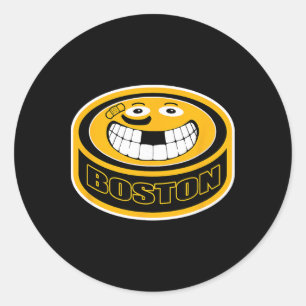 Sticker Rond Hockey Boston M. Enfant drôle Adulte Puck Sourire 