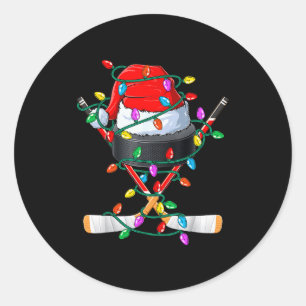 Sticker Rond Hockey de Noël Xmas Santa Srts Chapeau Balle Enfan