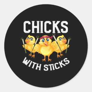 Sticker Rond Hockey De Terrain Pour Les Poussins Avec Bâtons Ho