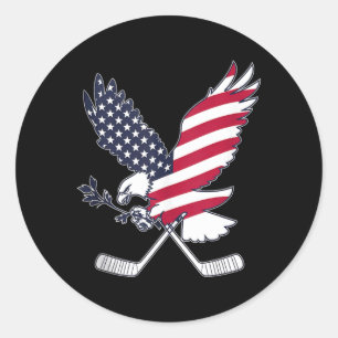 Sticker Rond Hockey Drapeau Américain
