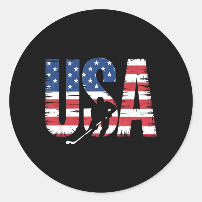 Sticker Rond Hockey Drapeau Américain (Devant)