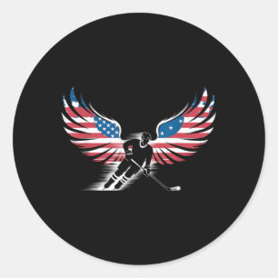 Sticker Rond Hockey Drapeau Américain