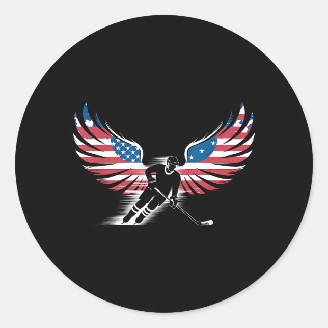 Sticker Rond Hockey Drapeau Américain (Devant)