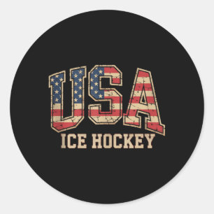 Sticker Rond Hockey Drapeau Américain