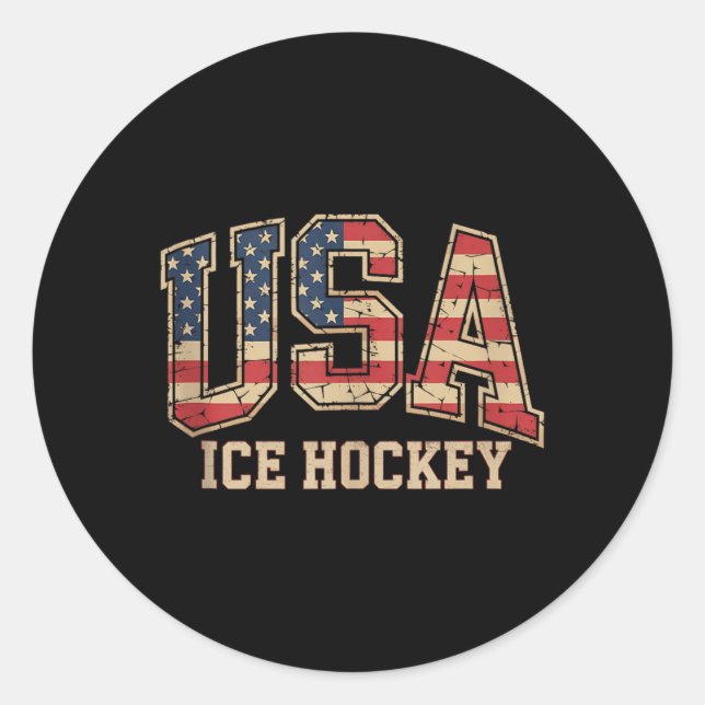 Sticker Rond Hockey Drapeau Américain (Devant)