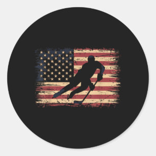 Sticker Rond Hockey Drapeau Américain