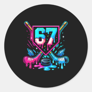 Sticker Rond Hockey Drip 6 7 Numéro 67 Six Sept Mème Hommes Gar