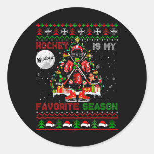 Sticker Rond Hockey Est Ma Saison Préférée Équipement De Sapin 