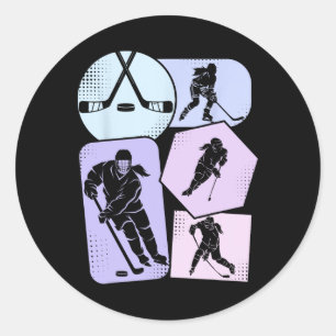 Sticker Rond Hockey Filles Hockey sur glace Enfants Jeunesse