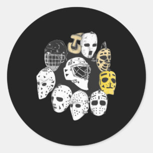 Sticker Rond Hockey Goalie Mask Evolution Héritage Mode Vintage