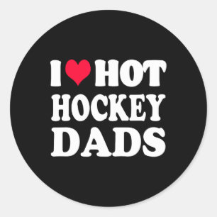 Sticker Rond Hockey I Love Hot Hockey Papa