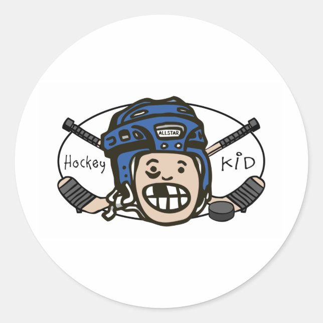Sticker Rond Hockey Kid Blue (Devant)
