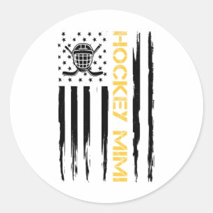 Sticker Rond Hockey Mimi Joueur de Hockey Drapeau États-Unis
