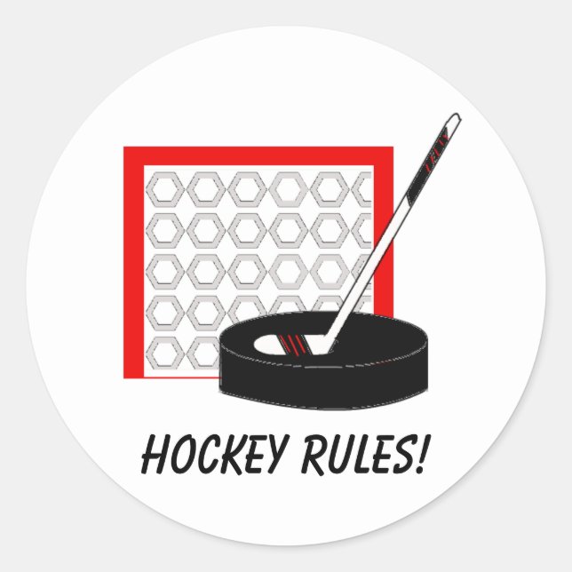 Sticker Rond Hockey Net, bâton et canot (Devant)
