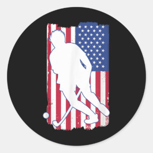 Sticker Rond Hockey Papa Joueur Hockey Sur Gazon Équipe États-U