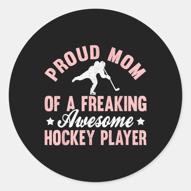 Sticker Rond Hockey Player Olympic Ice Hockey Field Hockey Mom  (Devant)