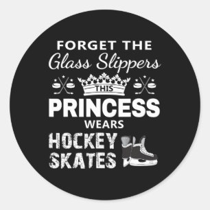 Sticker Rond Hockey pour filles - Cette princesse porte le ska