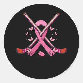Sticker Rond Hockey rose Ruban Brebis Sensibilisation au cancer