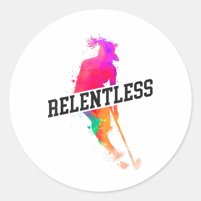 Sticker Rond Hockey sur gazon aquarelle implacable _2  (Devant)