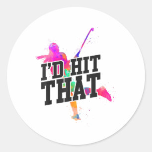 Sticker Rond Hockey sur gazon aquarelle Je taperais ça