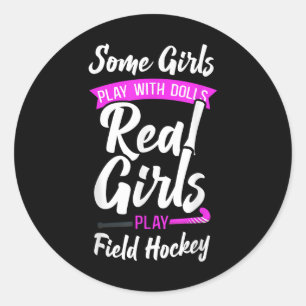 Sticker Rond Hockey sur gazon Certaines filles jouent avec des