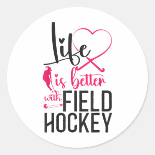 Sticker Rond Hockey sur gazon coeur La vie est meilleure Hockey