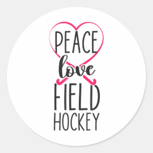 Sticker Rond Hockey sur gazon Cœur Paix Amour Hockey sur gazon