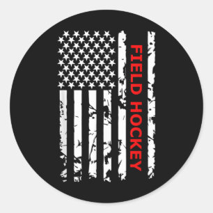 Sticker Rond Hockey sur gazon Drapeau américain pour femmes et