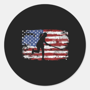 Sticker Rond Hockey sur gazon Drapeau américain vintage Femmes