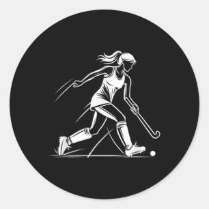 Sticker Rond Hockey sur gazon Femmes Dessin au trait Équipe de 