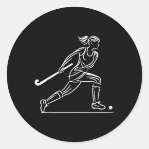 Sticker Rond Hockey sur gazon Femmes Ligne Art Équipe de fieldh