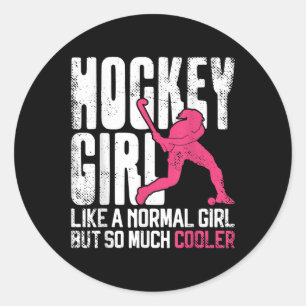 Sticker Rond Hockey sur gazon Fille de hockey Comme une fille n