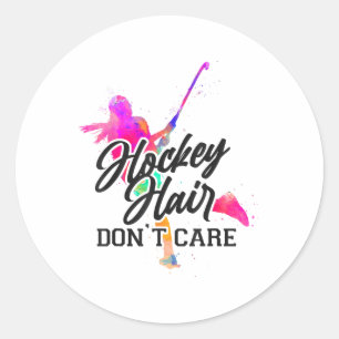 Sticker Rond Hockey sur gazon Hockey Cheveux S'en Foutent _2 